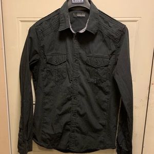 Buckle Black Long Sleeve Button Up Shirt Large